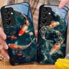 Chinese Wind Fish For Samsung Galaxy A15 5G 54 4G 51 50 24 35 90 71 12 51 53 52S 80 22 34 Black Tempered Glass Phone Case