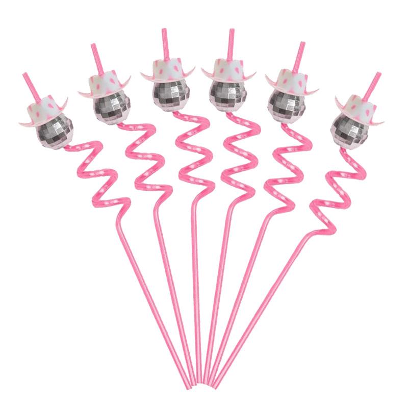 

6/12 шт. Соломинки для питья в виде ковбойской шляпы с диско-шаром, принадлежности для украшения девичника, свадьбы, диско-вечеринки в стиле 70-х, дня рождения 6Pcs