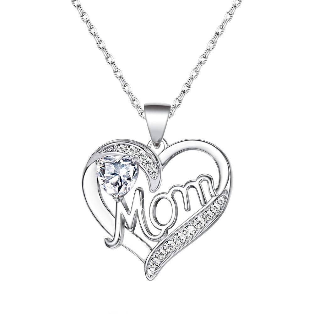Multi-Tone Mom & Child Pendant Necklace Set, Heart & Family Silhouette Necklaces for Mother's Day