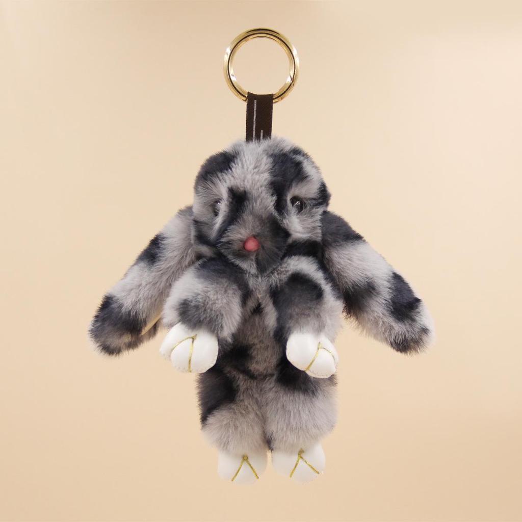 Plüsch-Kaninchen-Schlüsselanhänger mit Leopardenmuster - Niedlicher Autoanhänger & Taschenanhänger