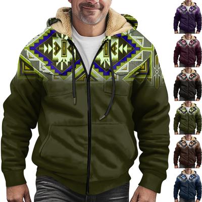 Men'S Winter Zipper Hooded Fleece Sweatshirt With Patch Pocket Casual Jacket