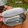 Stainless Steel Oval Shallow Plate/Basins for Home and Restaurant Portable Dinnerware Set for Outdoor Cooking Picnics