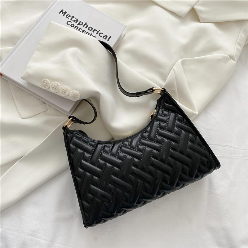 Fashion Texture Underarm Bags Trendy Rhombus Women S Tote Shoulder Bag Female Pu Leather Zipper Embossed Handbag For Women 24x6.5x17.5cm
