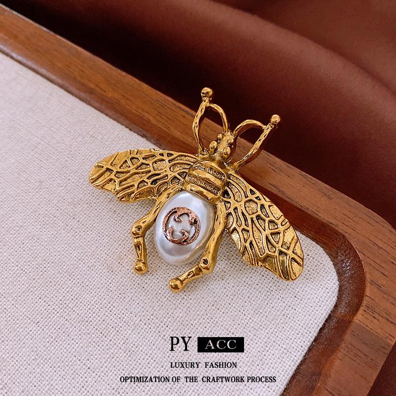 Vintage Retro Méh Gyöngy Bross Ékszer - Klasszikus Női Divatkiegészítő