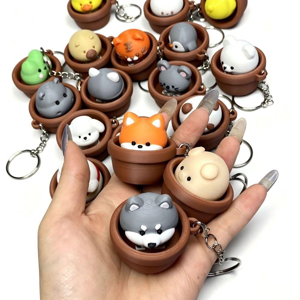 3D Printed Keycap Clicker Pendant Button Press Lucky Cat Key Chain  Cartoon Animals