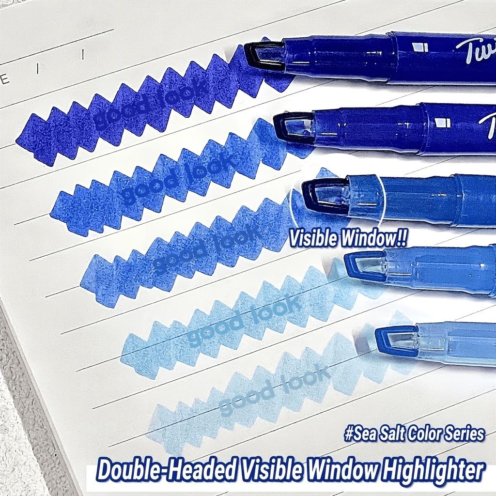 5-Pack Dual-Tip Highlighters with Viewing Window, Suitable for Eye-Friendly Colored Highlighters, Fluorescent Markers, Marking Pens, Highlighting Pens