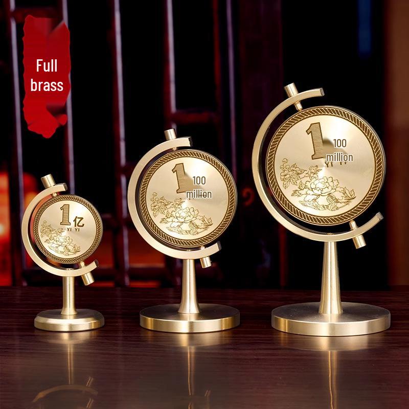 Pure Brass Rotating Ornament: Small Goal for Prosperity - Office Desktop Decor