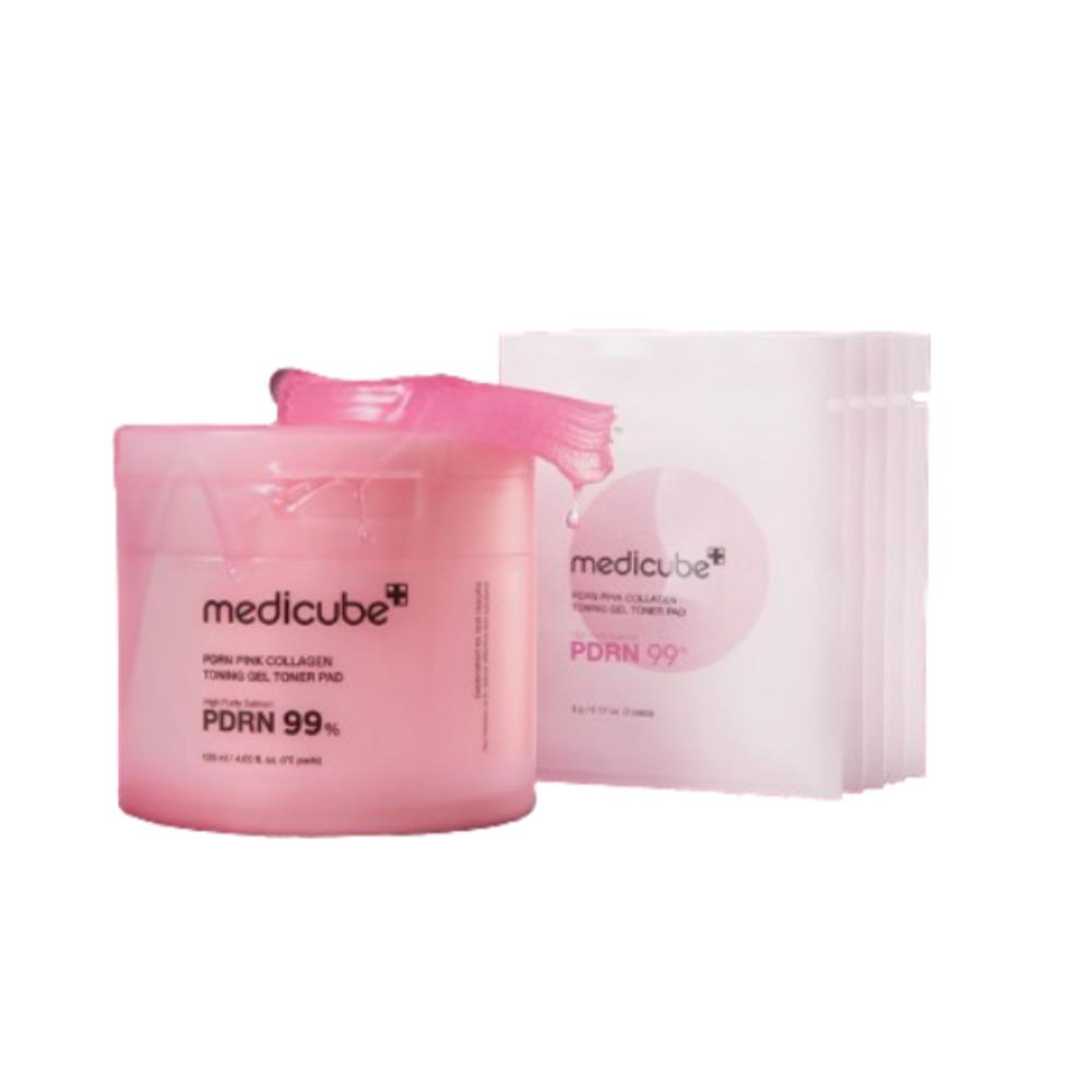 

Medicube PDRN Pink Collagen Toning Gel Toner Pads Brightening & Hydrating Skincare Pads 70 +10 Pads