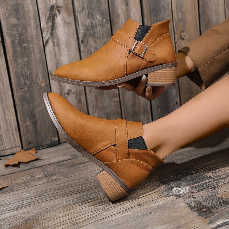 New Style Pin Buckle Comfortable Fashion Casual Women's Shoes Pointed Toe Thick Heels Solid Color Simple Elegant High Heels