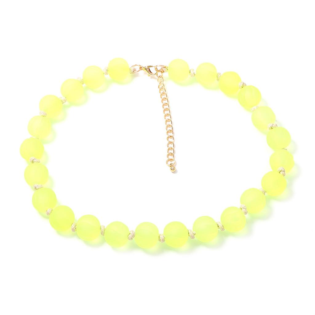 Fashion Dopamine Multi-color Optional Matte Round Beaded Necklace Vitality Fresh Holiday Atmosphere Women's
