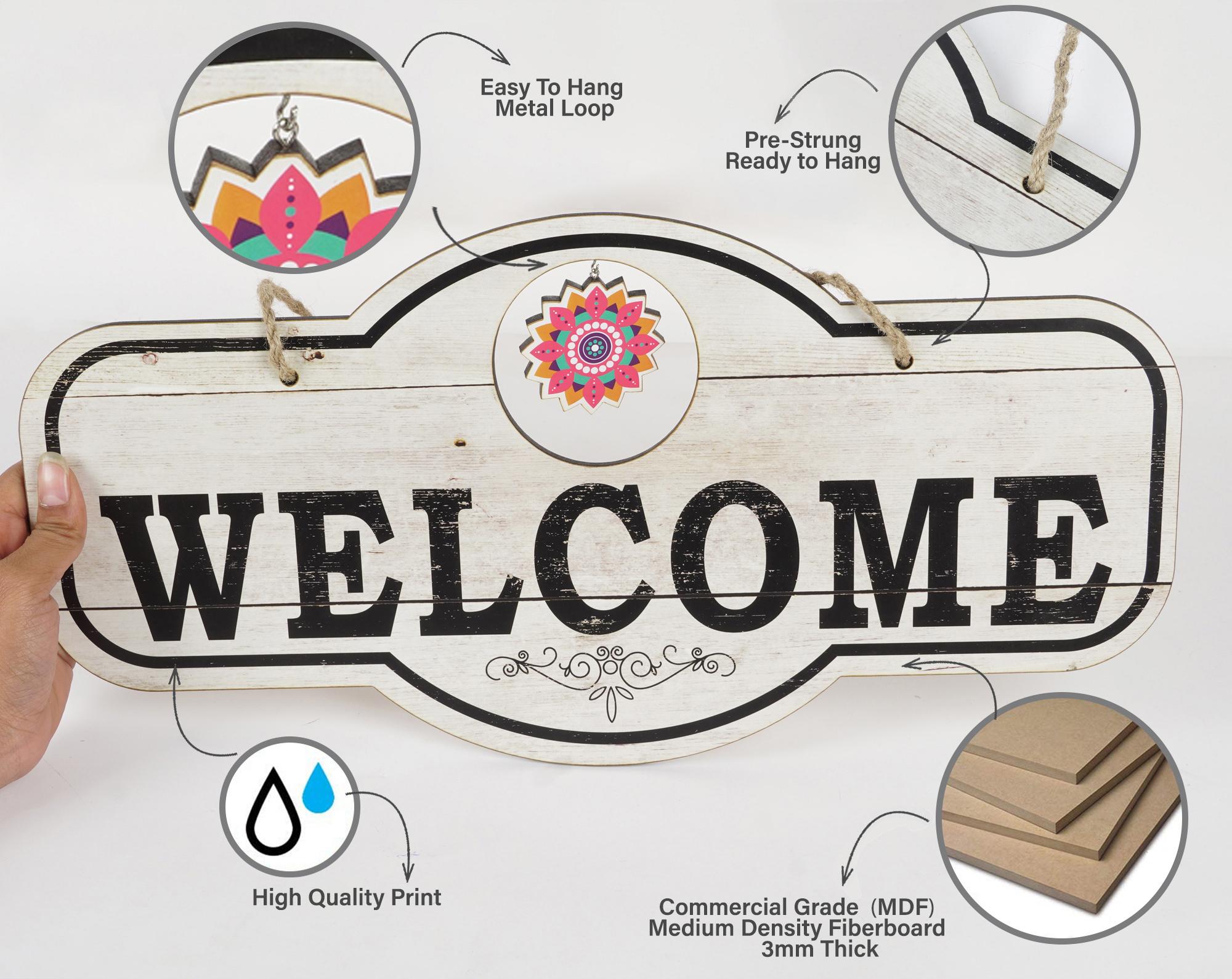 

Inkdotpot Welcome Sign Front Door Decorations Hanging Rustic Wood Seasonal Holiday Ornaments Housewarming GiftWall Hanging 17.5 Inches світло-сірий колір