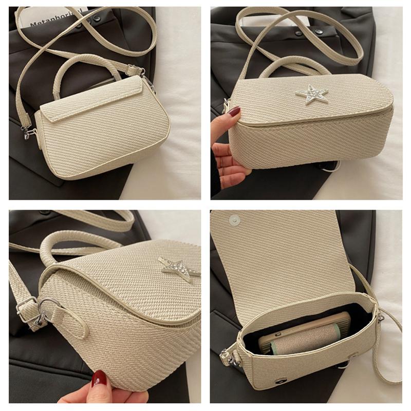 Starry Diamond Chain Texture Crossbody Bags Women Fashion Shiny Star Small Square Hand-held Shoulder Bag Lady Commuting Handbags