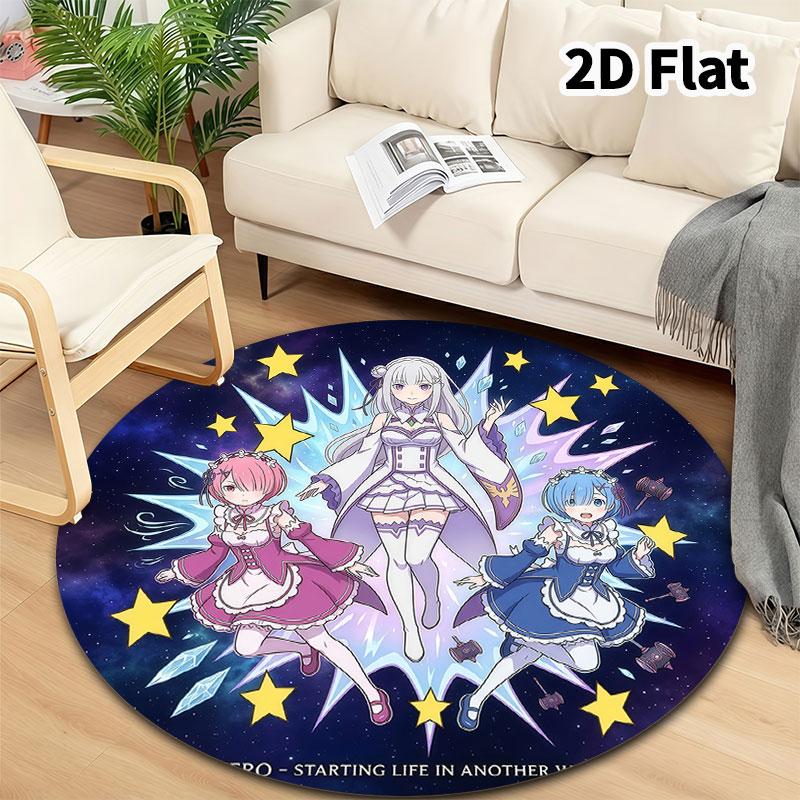 Re Zero Round Area Rug Carpet Rug For Living Room Bedroom Sofa Playroom Decor Nonslip Floor Mat