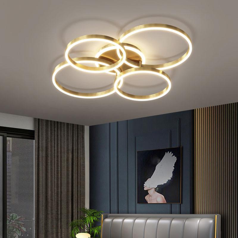 Modern LED Ceiling Chandelier Lighting for Living Bedroom Ring Pendant Lamp Postmodern Simple Lustre Foyer Chandeliers
