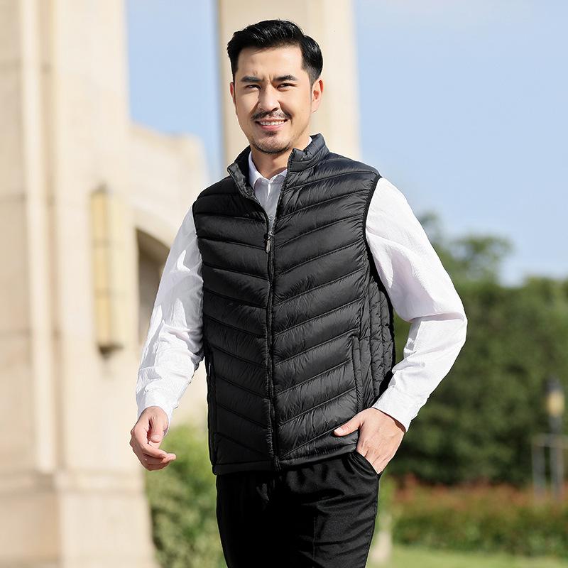 

Winter cotton clothes, vest, not hooded, warm casual vest, black loose stand-up collar, solid color zipper vest. 2XL (recommended about 100-62.5kg)