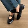 Sheepskin Version~ Retro One-word Small Single Shoes with Round Head Women's British Style Camellia One-pedal Flat Mary Jane Shoes