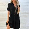Women's Dresses Loose Solid Colour Lapel Casual Short Sleeve Cotton Linen Dresses