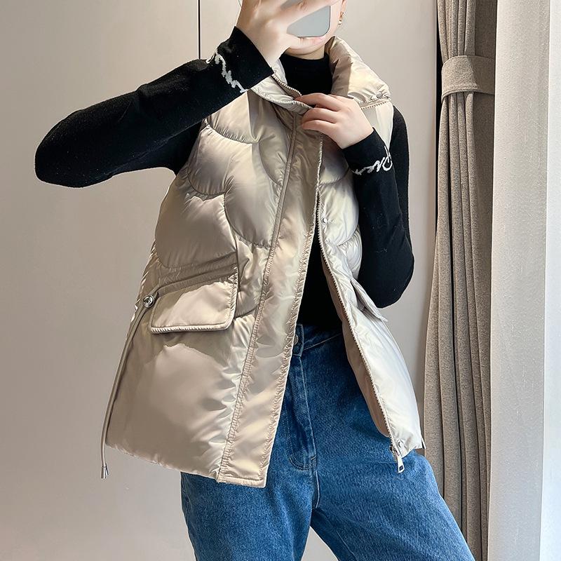 Хлопковый жилет женский осенне-зимний новый глянцевый студенческий корейский стиль — фото 3