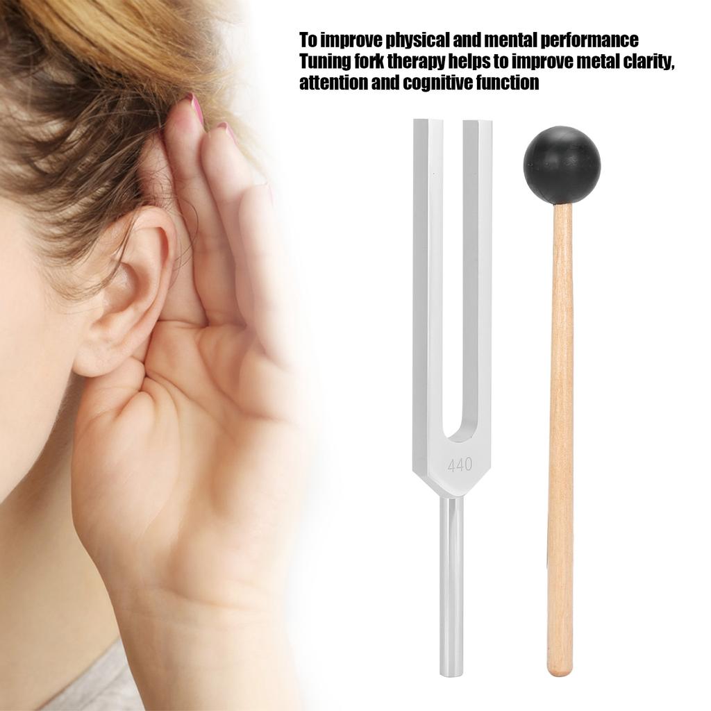 440HZ Klangheiltherapie Stimmgabel Aluminiumlegierung Stimmgabel Hammer Werkzeugset