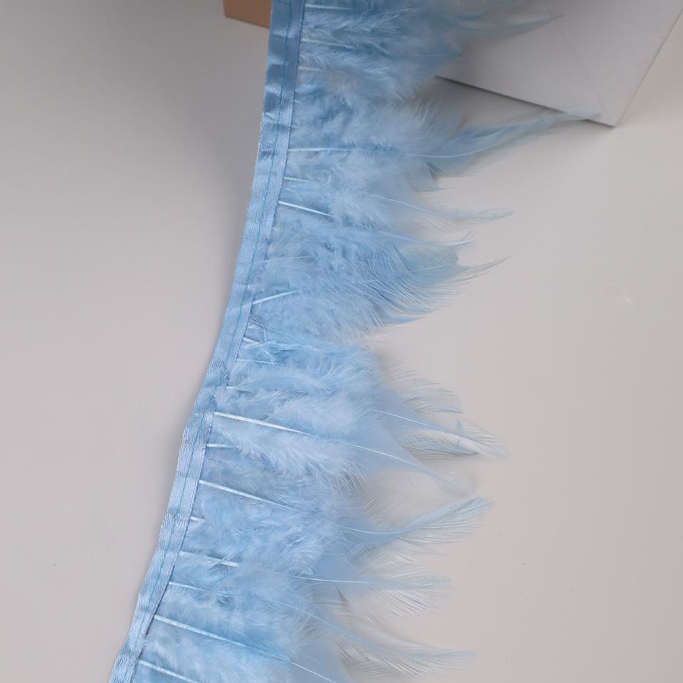 10Meters Hackle Feather Trim Rooster Neck Feather Ribbon Pheasant Feathers Fringe for Crafts Accessories Sewing Decoration