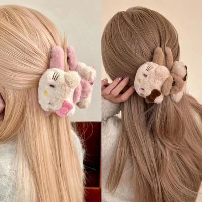 Cute Plush Cartoon Metal Hair Clip For Women's Summer Hair Curls, Hair Accessories