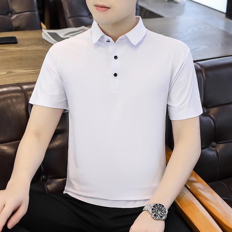 8XL Quick Drying T-shirt Large Ice Silk Seamless Men's Short Sleeve Lapel Polo Shirt Shirt Casual