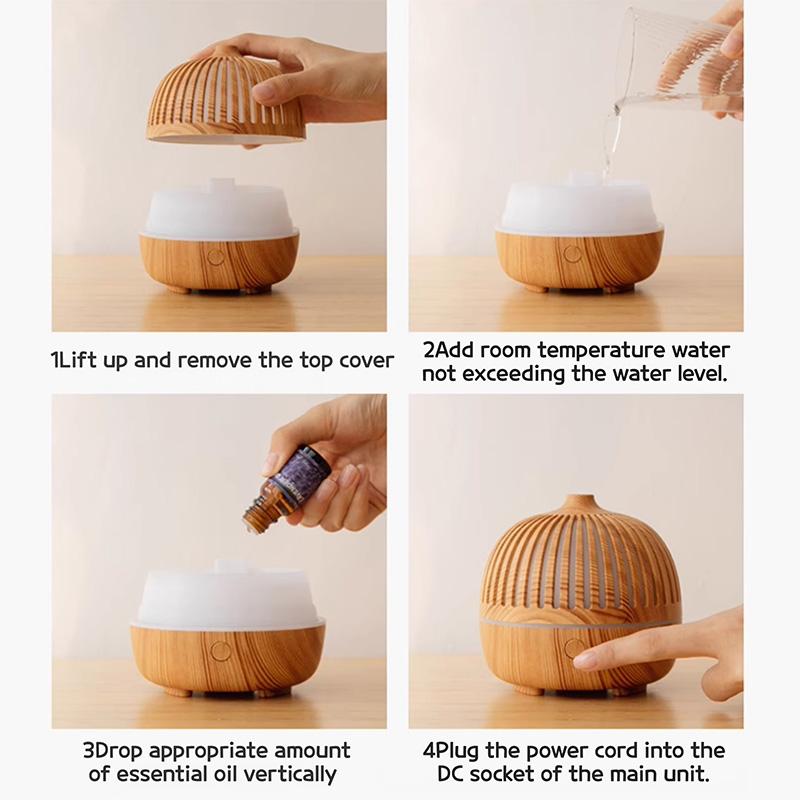 Wood Grain Aroma Diffuser Ultrasonic Humidifier Ancient Charm Essential Oil Fragrance Machine for Bedroom Household