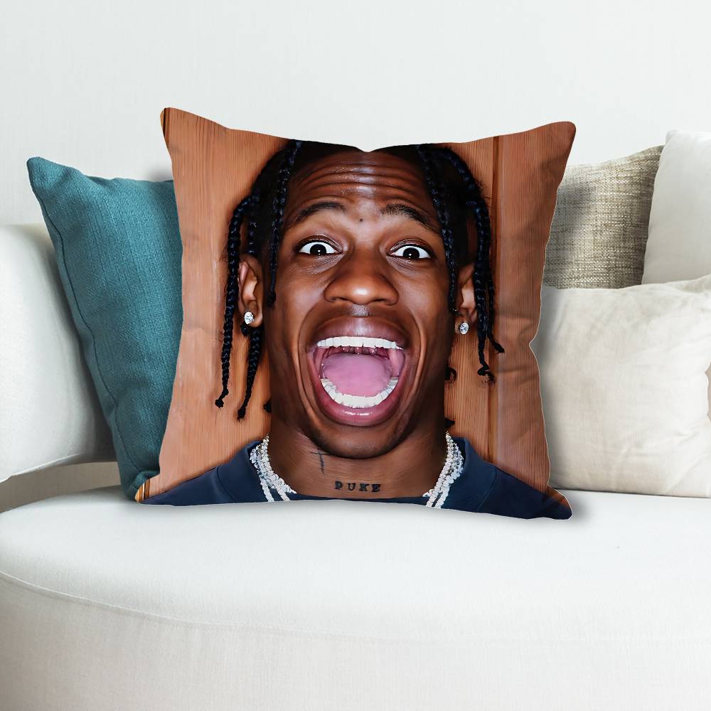 TTravis SScott Singer Pillow Cases for Bedroom Living Room Sofa Home Decor Polyester Cushion Cover with Zipper