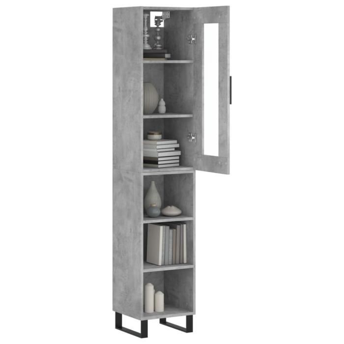 VidaXL Buffet haut Gris béton 34,5x34x180 cm Bois d'ingénierie 3199389