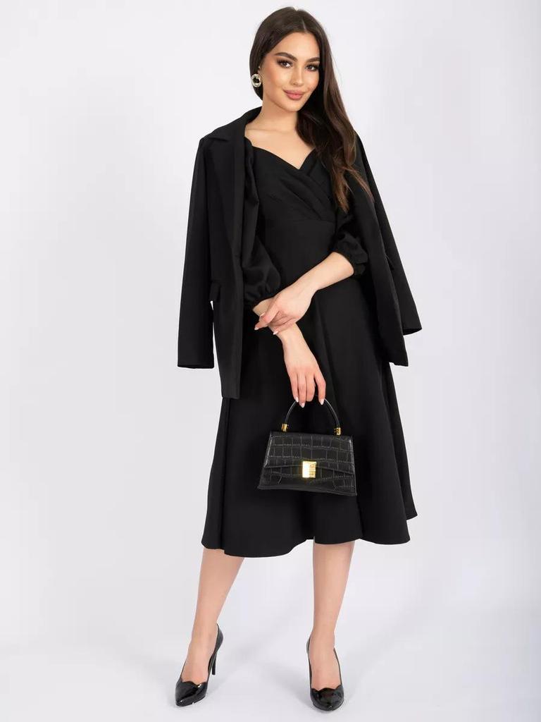Spring V-Neck Waist-Cinching Puff Sleeve Dress with Pockets for Women