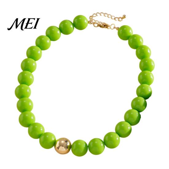 Female Bracelet Beaded Jewelry for Women, Acrylic Big Beads Choker Necklace, Round Stretch Bracelet, Summer Retro Accessory Necklace