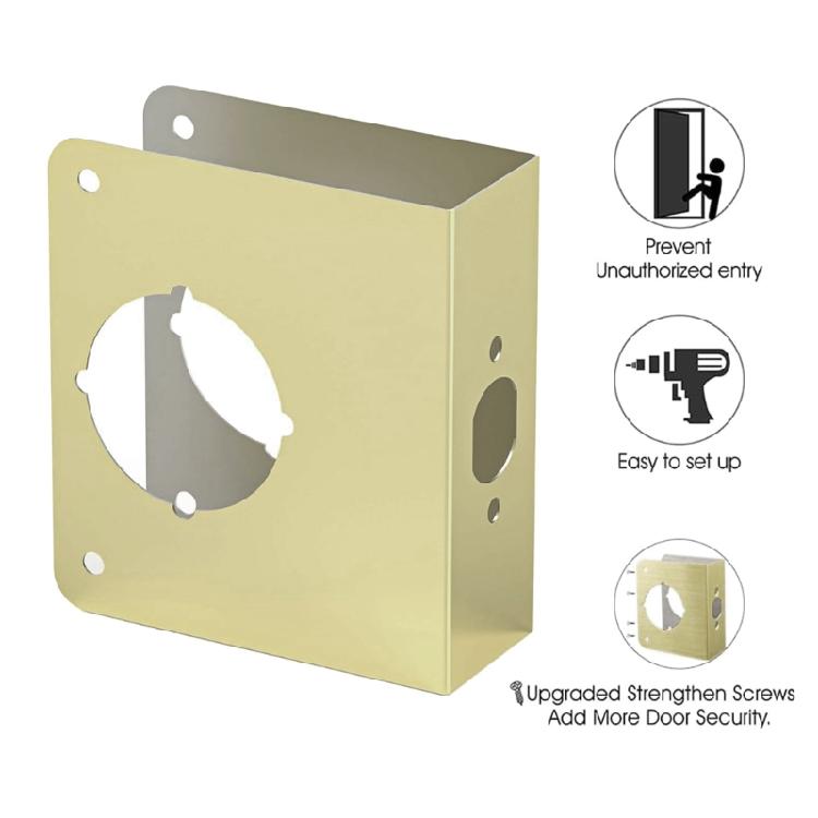 Piastra di Rinforzo per Porta Colore Oro Robusto per Servizio Pesante per Miglioramento della Sicurezza a Lungo Termine su Porte d'Ingresso in Legno Metallo