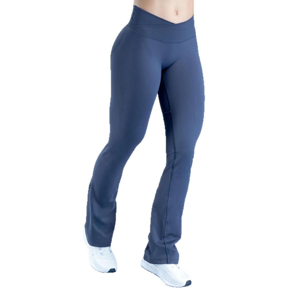 Seamless European-American Yoga Flare Pants: Cross Waist, Hip Lifting, Tight-Fit for Running, Cycling & Fitness