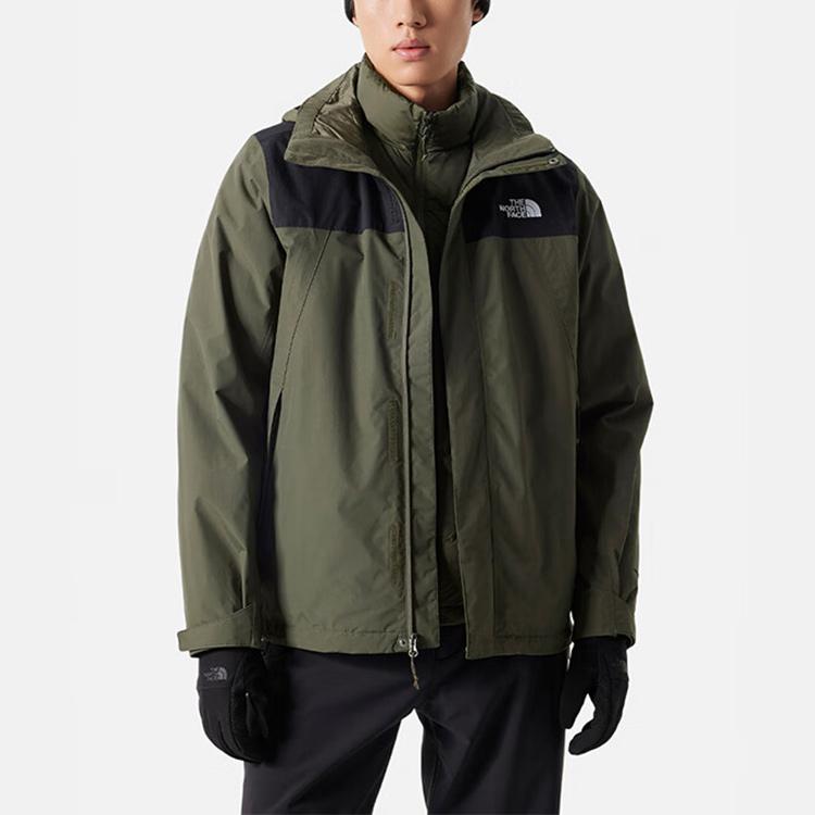 The North Face Męska wodoodporna, wiatroszczelna i oddychająca kurtka wiatrówka do wędrówek na świeżym powietrzu, kolor zielony wojskowy NF0A892A-21L