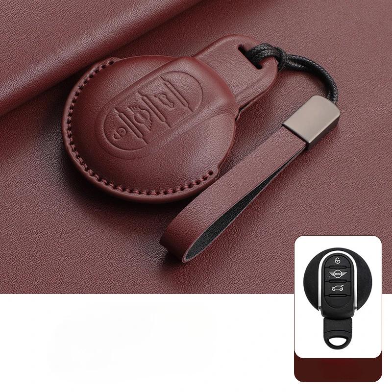 Kožený kryt na klíče od auta pro BMW MINI COOPER S ONE JCW F54 F55 F56 F57 F60 CLUBMAN COUNTRYMAN Držák na dálkový ovladač Shell Keychain