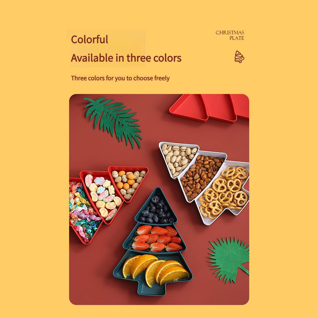 Multiple Compartment Plastic Snacks Serving Tray Festival Christmas Designs for Candy Nut and Party Snacks