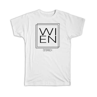 Geschenk-T-Shirt : WIEN Österreich Platz Moderne Minimalistische Schriftart