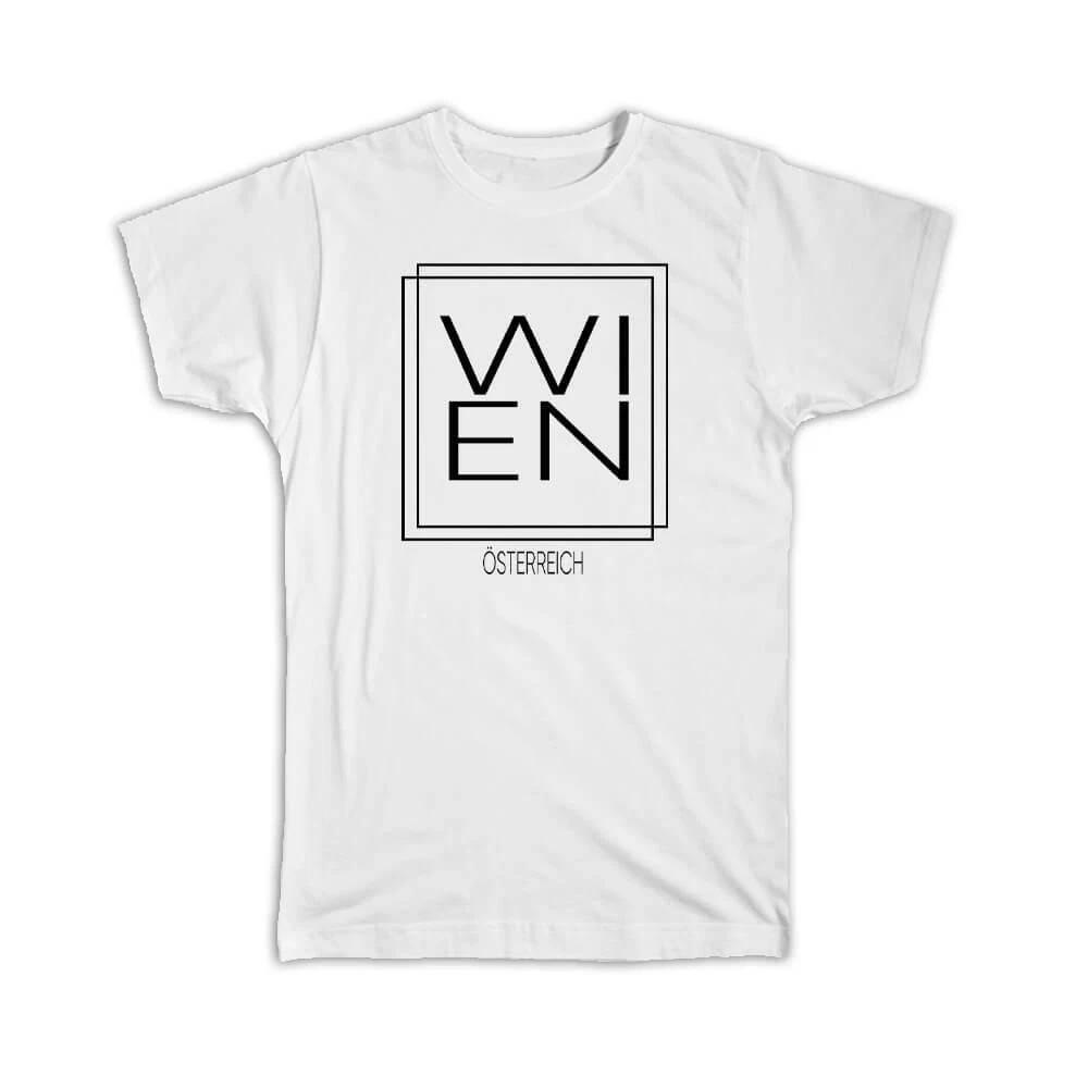 Gift T-Shirt : WIEN Austria Square Modern Minimalist Font 3XL