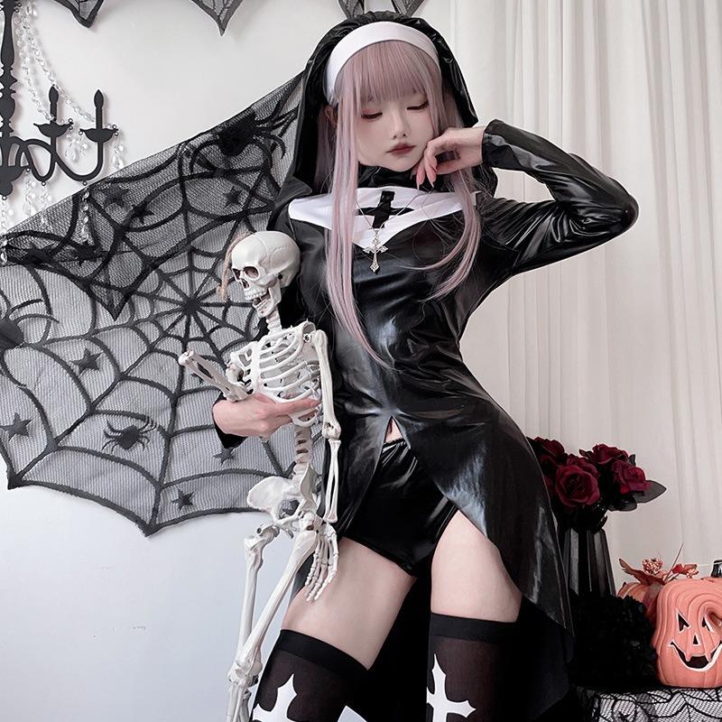 Vampire nun costume halloween costume plus size cross dark goth cosplay