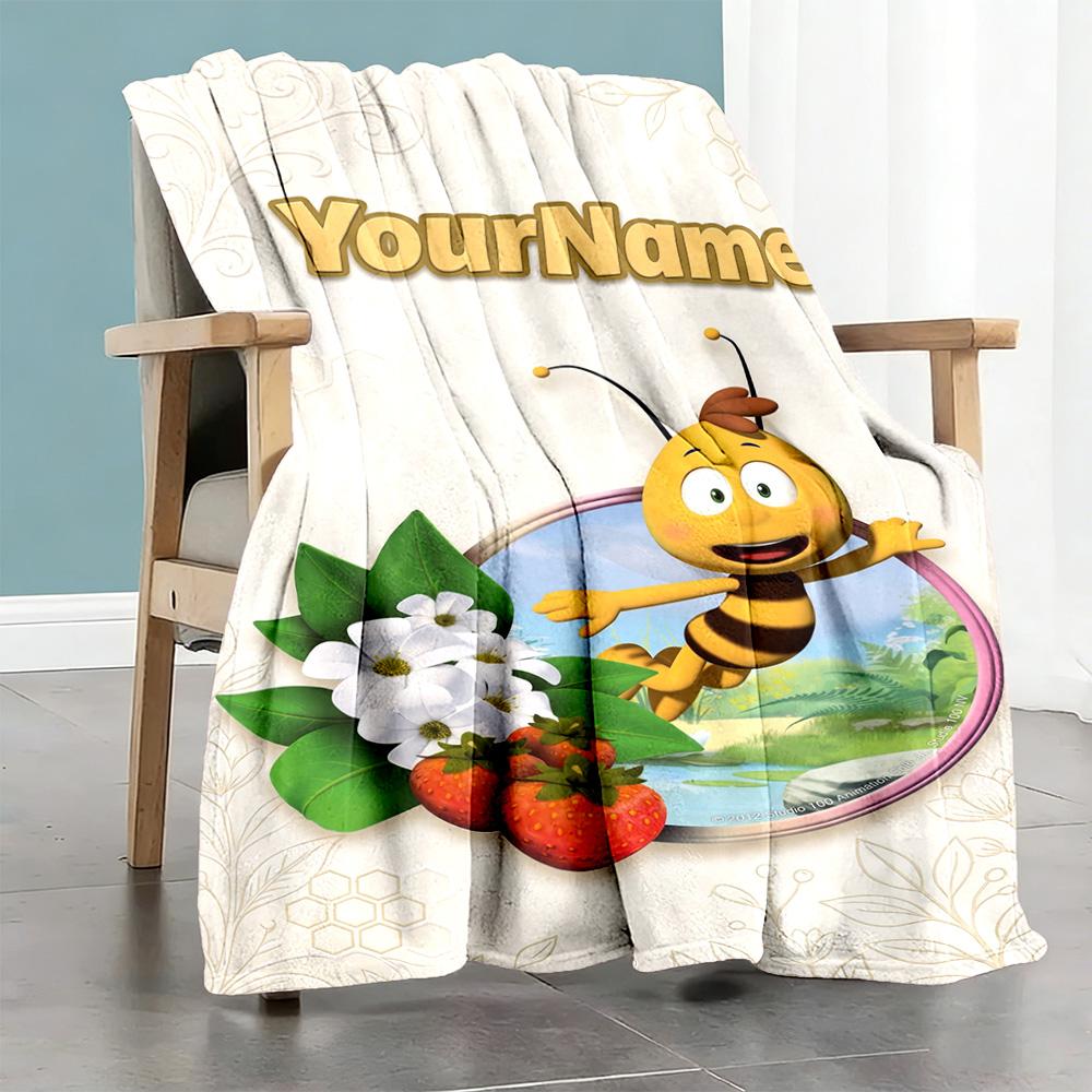 Biene Maja Customize Text Blanket Multi-purpose Customizable Blanket Warmthful Decor for Sofa Livingroom Office Chair Living Room
