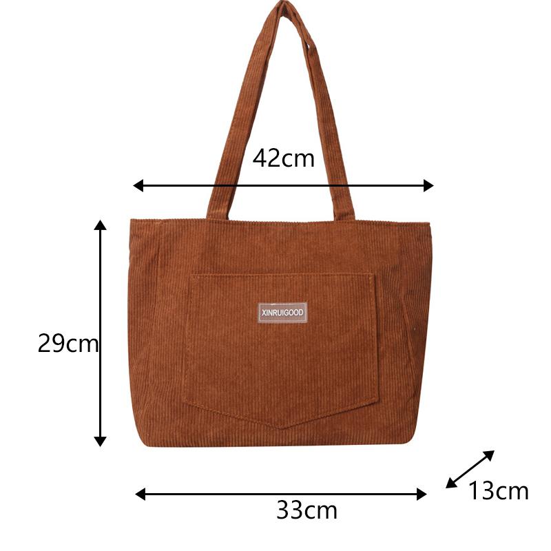 Single Shoulder Bag - Women's Bag Large Capacity Shopping Bag Casual and Artistic Corduroy Fabric - Simple and Retro Style