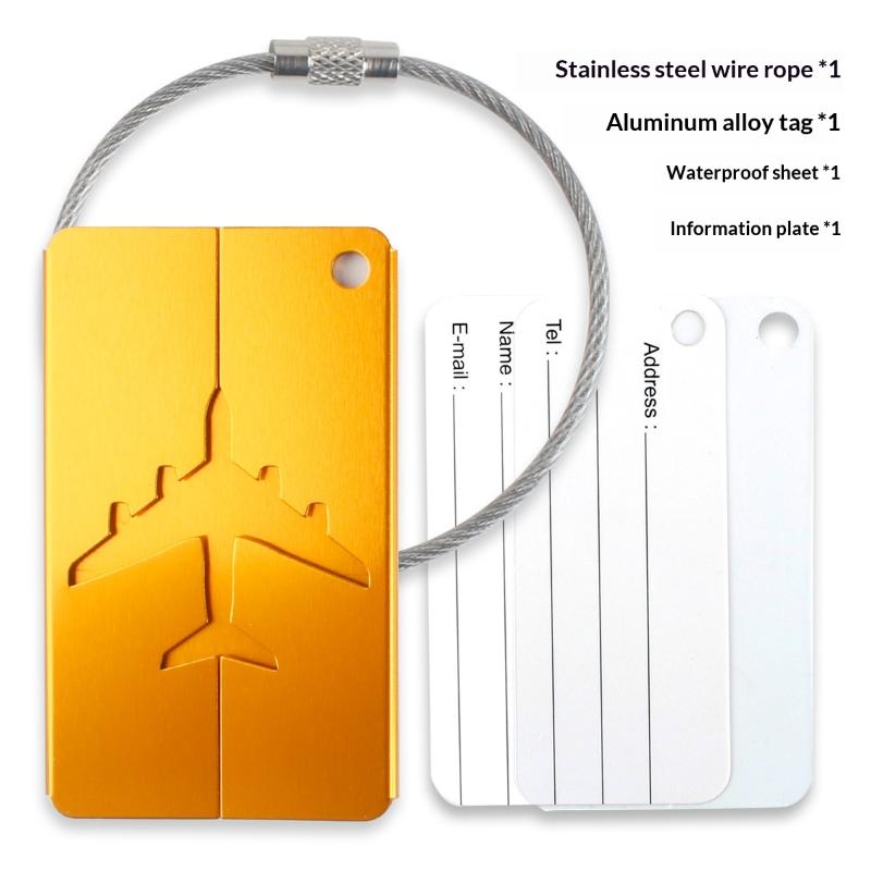 Luggage Tag Airplane Aircraft Luggage Tag Aluminium Alloy Anti-Loss Id Card Solid Color Travel Accessories