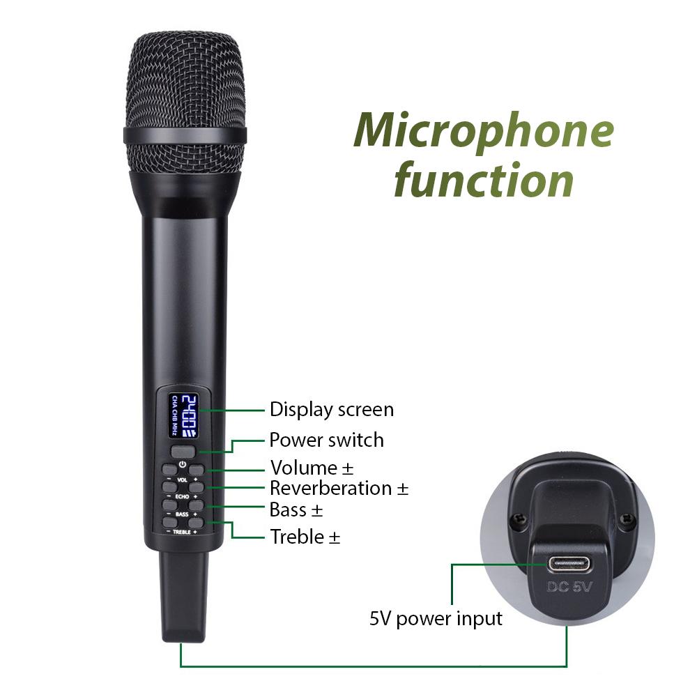 Wireless Microphone System with Handheld Mic Professional Dynamic Microphones for Home Cinemas Karaoke Church Speech