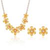 Zircon Lemon Yellow Necklace & Earrings Set: European-American Style, Blossom Design, Clavicle Chain