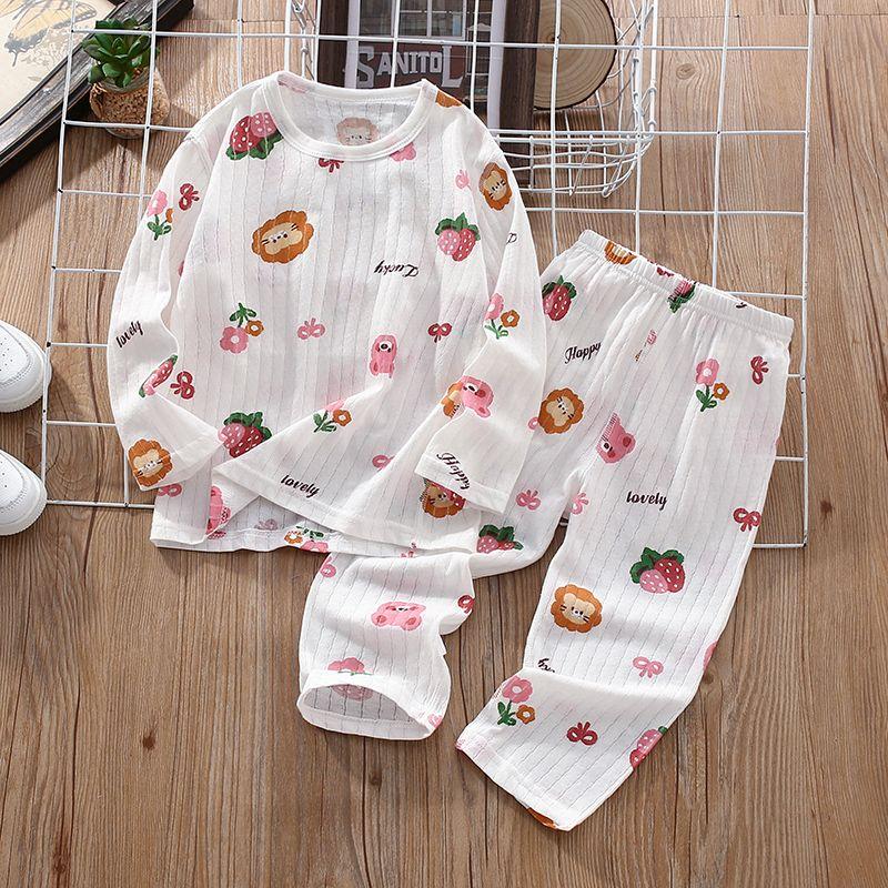 Dziecięcy Zestaw Żakardowy Chłopięcy i Dziewczęcy Letni Cienki Ubrania Domowe Dziecięce Wiosenno-Jesienne Ubrania Klimatyzacyjne Rękaw Siedem ósmych