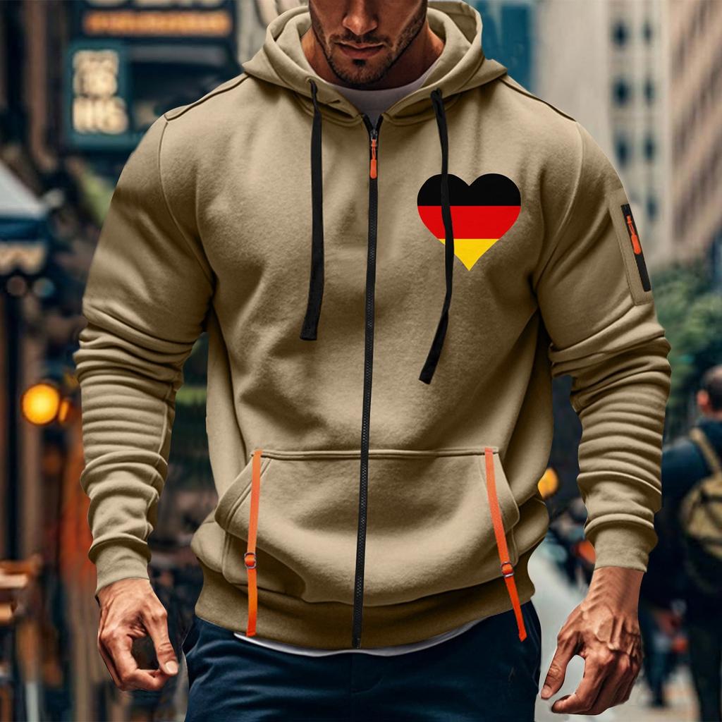 Herren Sport Casual Hoodie Hoodie Cardigan Reißverschluss Multi-Pocket Hoodie Mantel