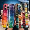 Watercolors Set Paint Palette Soft Phone Case for iPhone 16 16E 17 Air 15 Pro Max 14 Plus 13 Mini 11 12 7 Black Cover Back Shell