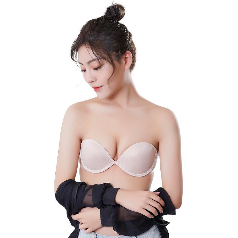 Korean Style Strapless Bra: Invisible, Non-Slip, Sexy Gathering Solid Color for Women