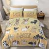 Cute Dogs Print Bedding Set Puppy Animal Duvet Cover Set Watercolor Pastel Dog Paw Comforter Cover Pug Dog Lover Bed Set