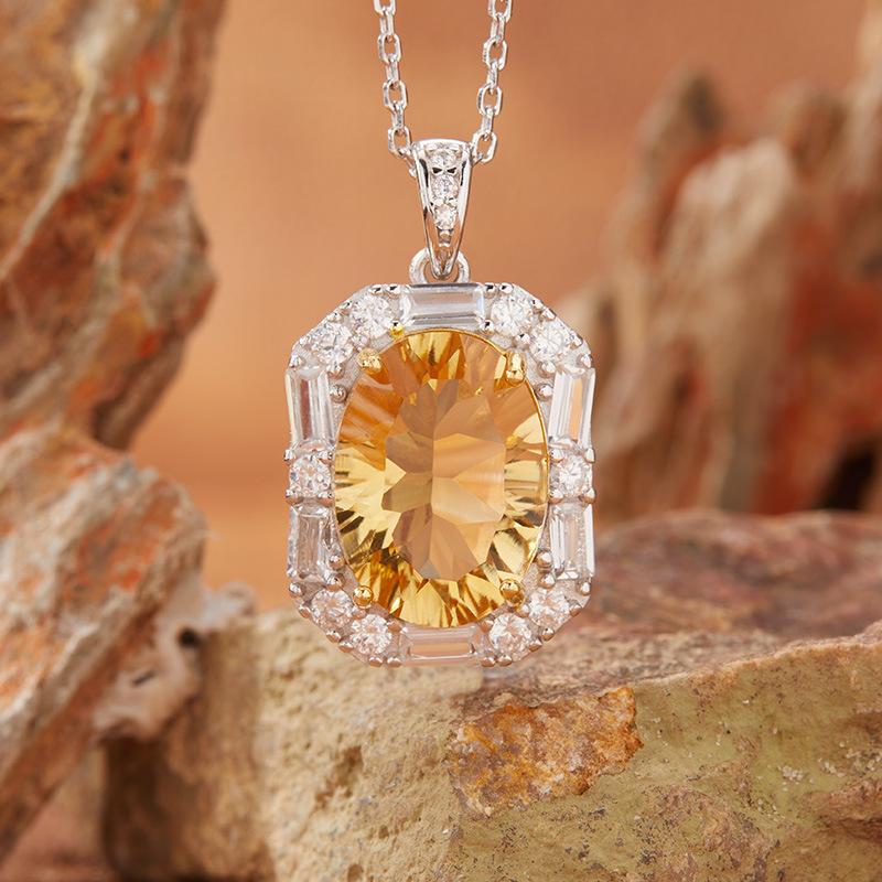 Natural Topaz Amethyst Citrine Necklace Women S S925 Sterling Silver Colored Treasure Pendant Jewelry
